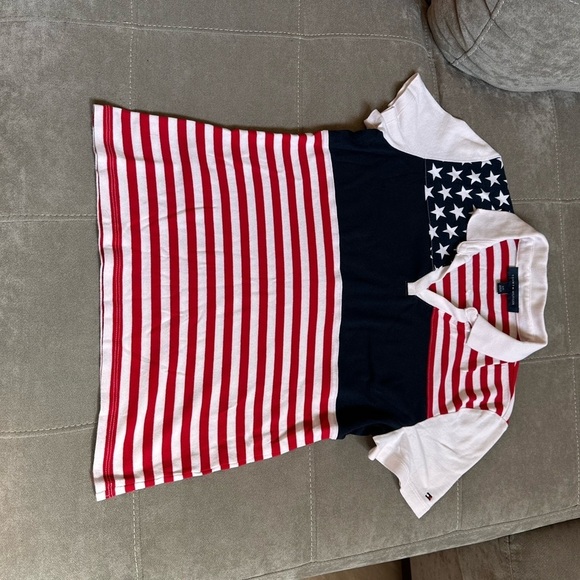 Tommy Hilfiger Red and White Striped Polo - Picture 2 of 6